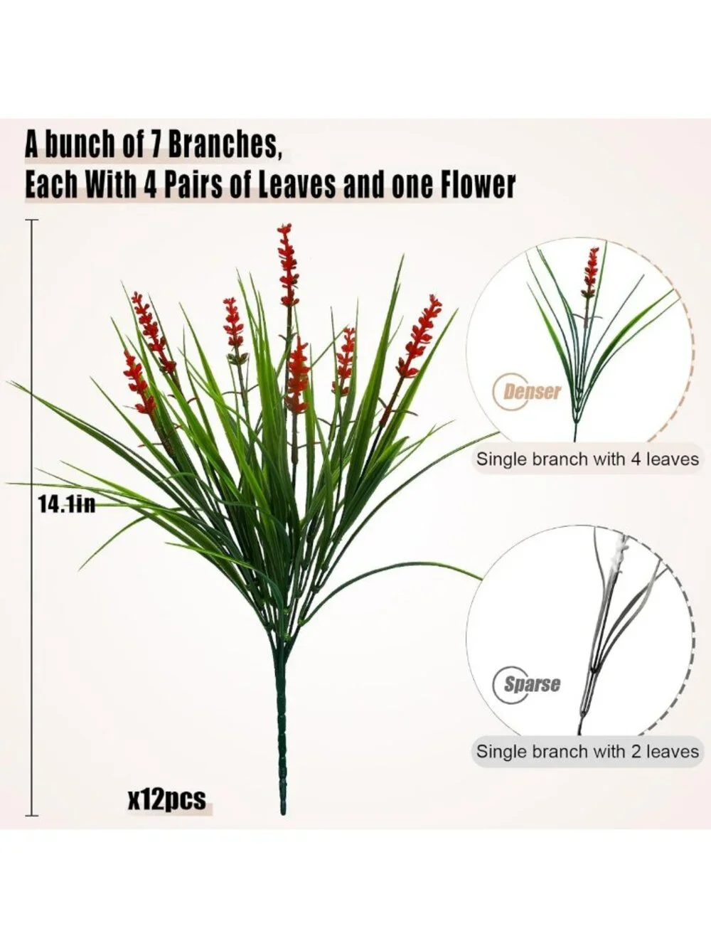Vibrant Red Artificial Flowers - 12 Bundles of Faux Outdoor Plants for Yard